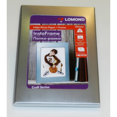 Fotopopierius Lomond Photo Inkjet Paper Blizgus 200 g/m2 10x15, 15 sheets + InstaFrame Silver Window