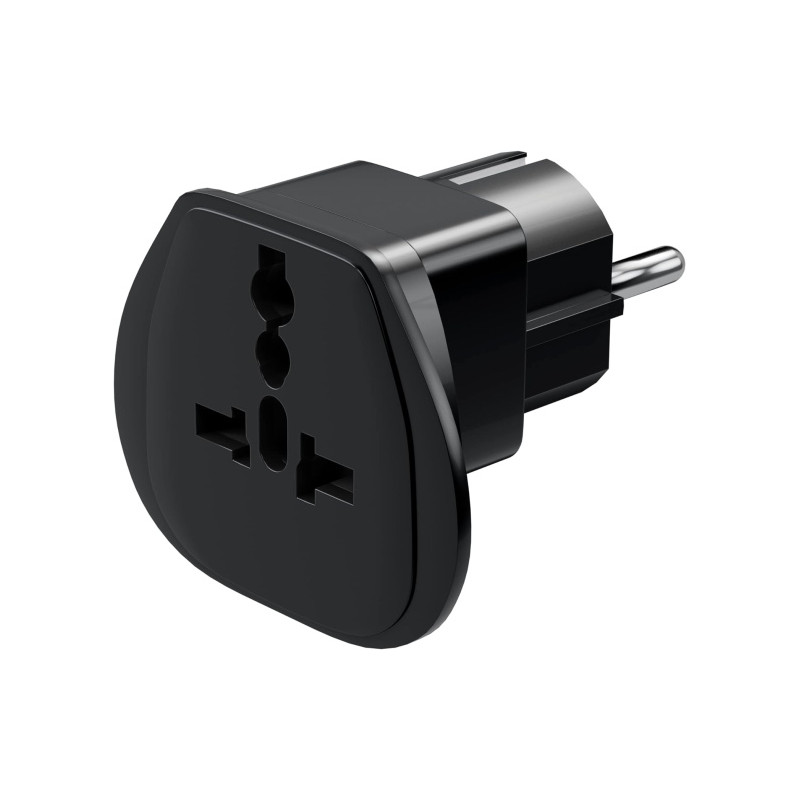 Goobay 94028 World to EU Travel Adapter, kelionių adapteris (UK, US, IT, CH, į EU), Juoda