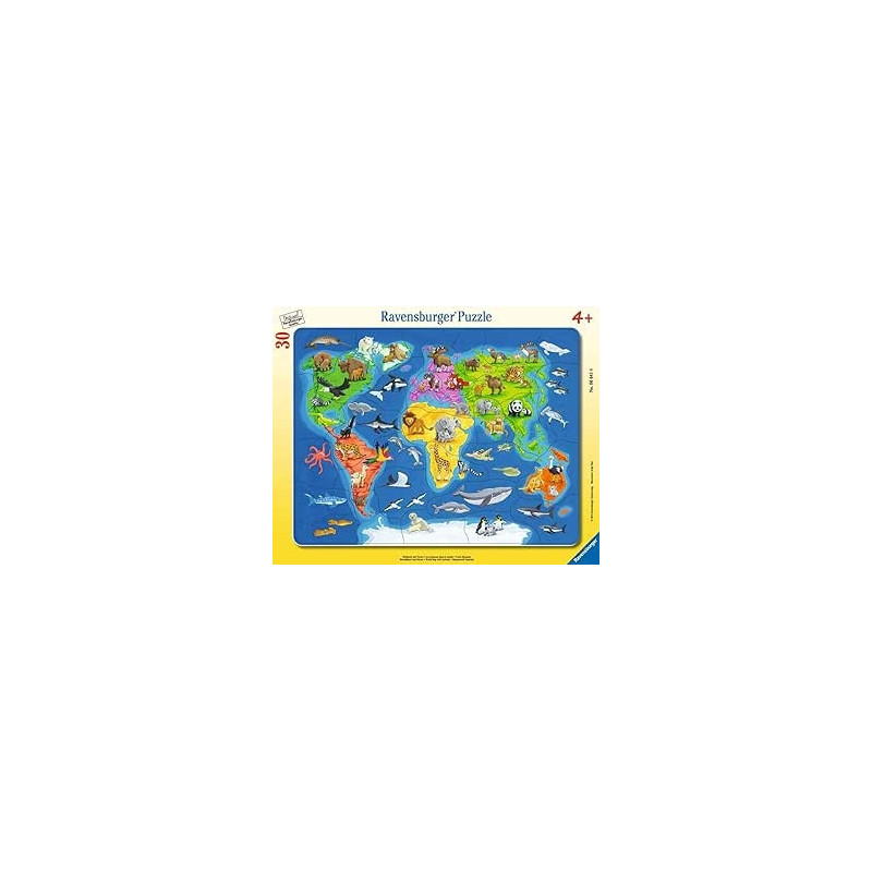 Ecost prekė po grąžinimo Ravensburger vaikų dėlionė 06641 - Pasaulio žemėlapis su gyvūnais - rėmelio