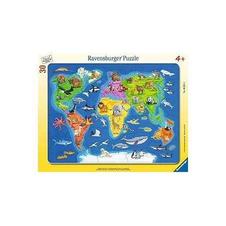 Ecost prekė po grąžinimo Ravensburger vaikų dėlionė 06641 - Pasaulio žemėlapis su gyvūnais - rėmelio
