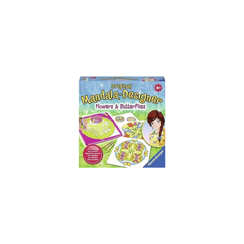 Ecost prekė po grąžinimo Ravensburger 29809 - Gėlės ir drugeliai, 2-in-1 Mandala Designer Midi