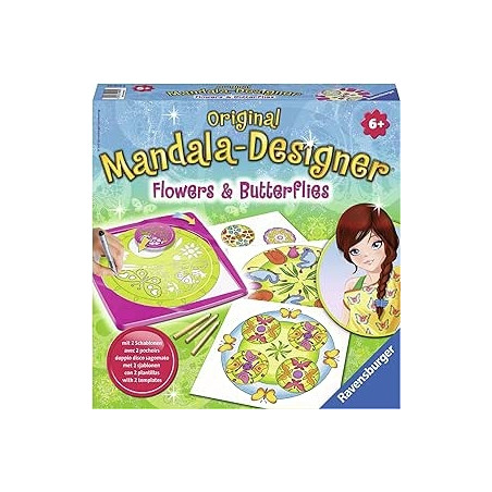 Ecost prekė po grąžinimo Ravensburger 29809 - Gėlės ir drugeliai, 2-in-1 Mandala Designer Midi