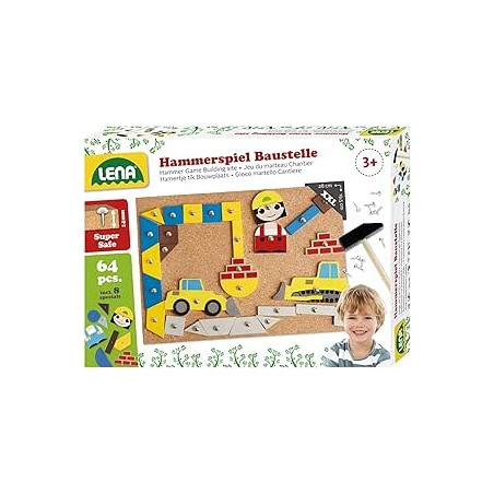 Ecost prekė po grąžinimo Lena 65828 plaktuko žaidimas su 64 spalvotais elementais ir kamštine pagrin
