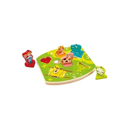 Ecost prekė po grąžinimo Hape E1614 Dėlionė „Farm Animal Sounds“, medinė garso dėlionė, nuo 18 mėn.