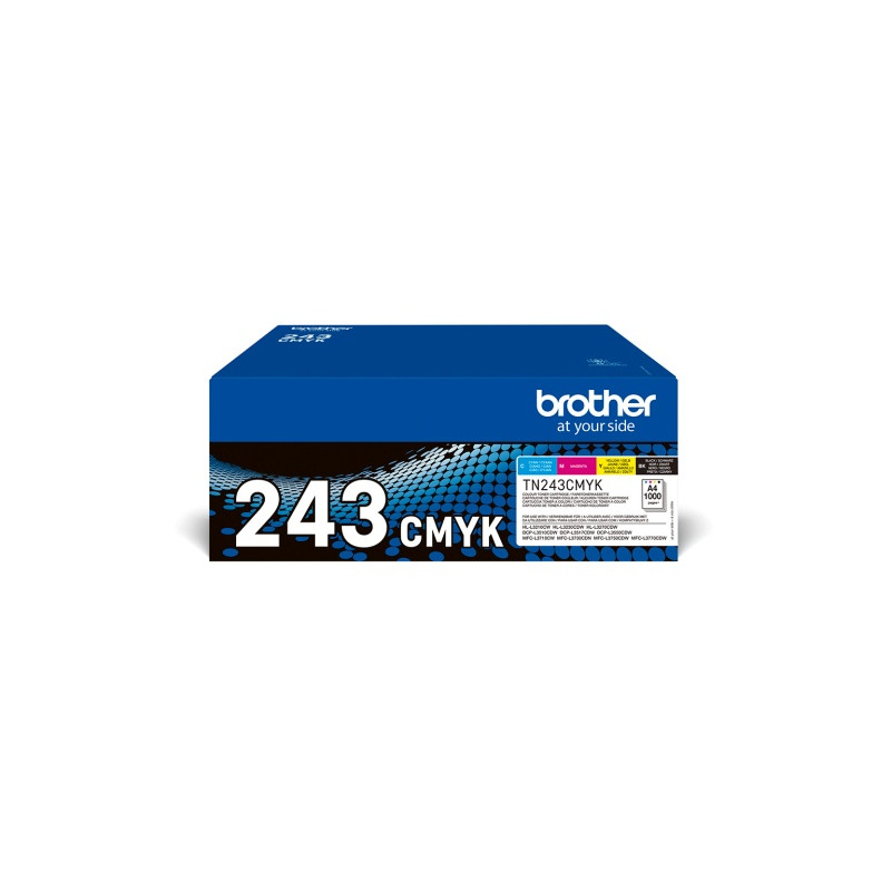 Brother TN-243CMYK (TN243CMYK) Lazerinė kasetė, Juoda, Žydra, Purpurinė, Geltona