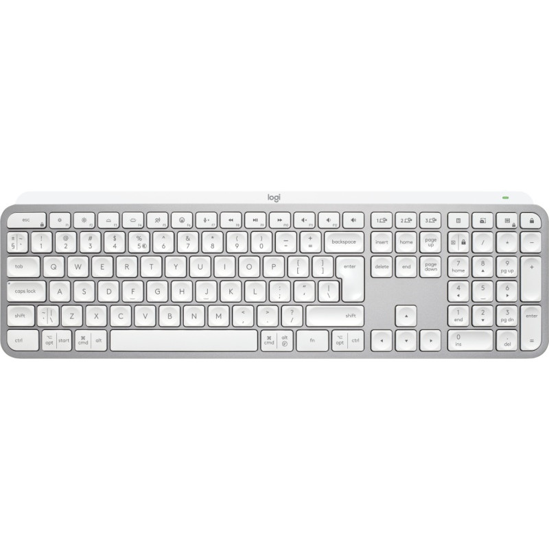 Logitech MX Keys S Belaidė klaviatūra, RF Wireless+Bluetooth, Illuminated, US Int, Pale Grey