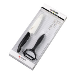 Kyocera FK-110WHCP10NBK Utility Knife & Peeler Rinkinys, peilis (11 cm ašmenys) ir skustukas, Juoda
