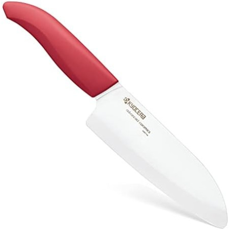 Kyocera FK-140 WH-RD EU Santoku Keraminis peilis, 14 cm, Raudona