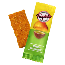 Tropicks Džiovintų mangų, pasiflorų batonėlis, 20 g
