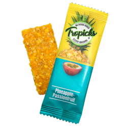 Tropicks Džiovintų ananasų, pasiflorų batonėlis, 20 g