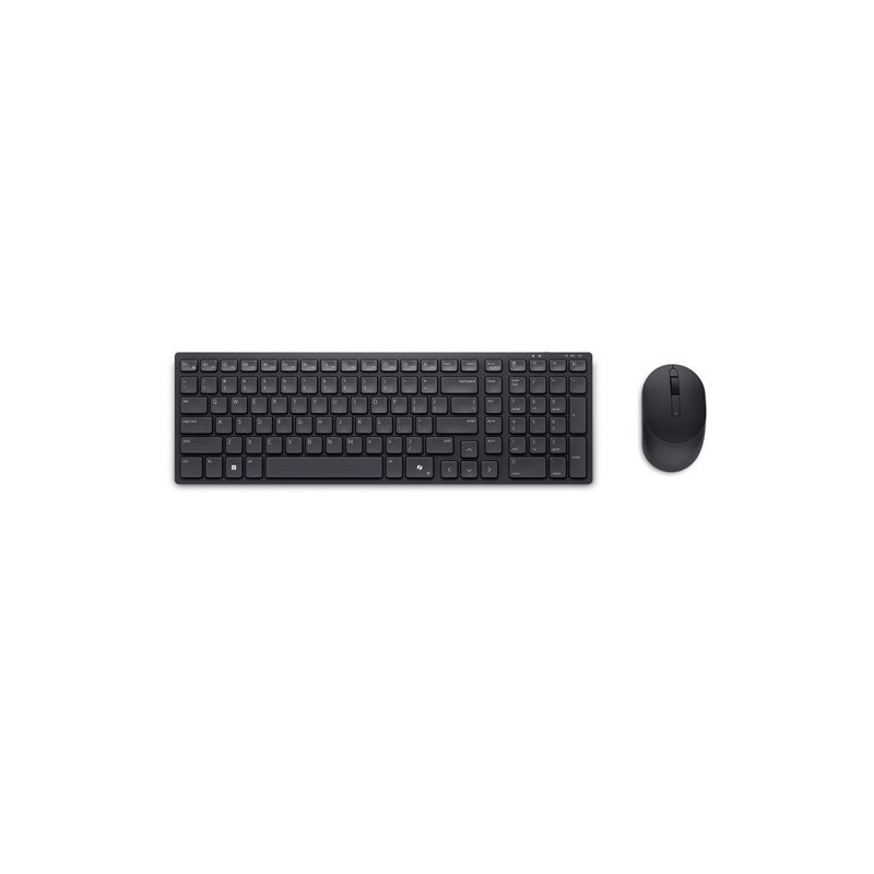 Dell Compact KM555 Silent Belaidė klaviatūra + pelė, RF Wireless + Bluetooth, US Int, Juoda