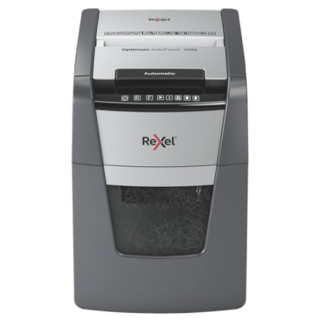 Rexel Optimum AutoFeed+ 100M Dokumentų naikiklis Micro-cut shredding 2x15mm P-5 34L 55dB, Grey/Black