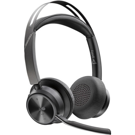 Poly Voyager Focus 2 MS Teams Belaidės ausinės, Bluetooth, USB-C/A Adapter, Juoda