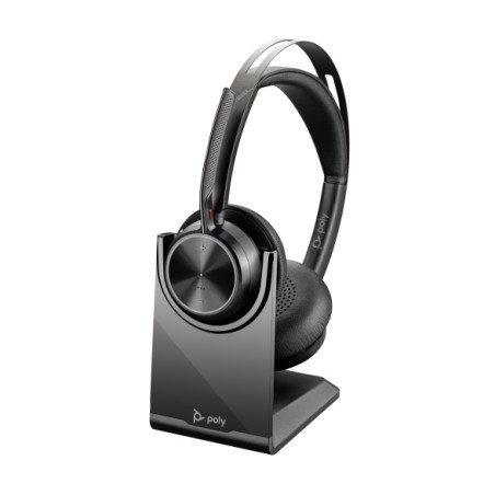 Poly Voyager Focus 2 Belaidės ausinės, Bluetooth, USB-C/A Adapter, Charging stand, Juoda