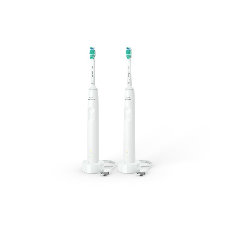 Philips Sonicare 3000 Series HX3675/13 2-pack Elektrinis dantų šepetėlis, Balta