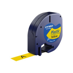 Dymo (S0721620) LetraTag Plastikinė etikečių juostelė, 12mm x 4m, Black on Yellow