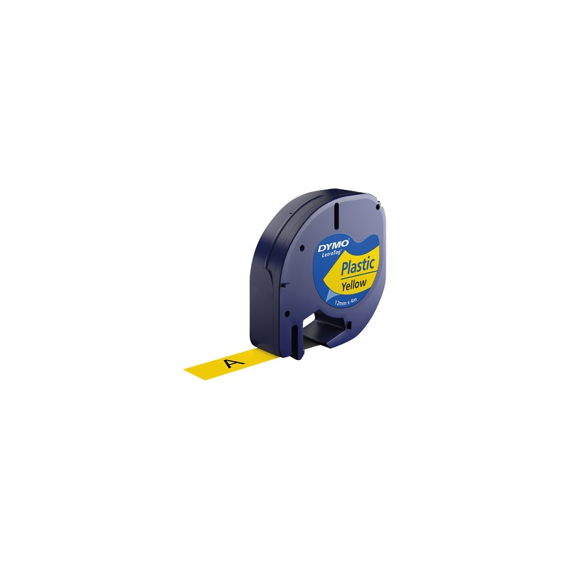 Dymo (S0721620) LetraTag Plastikinė etikečių juostelė, 12mm x 4m, Black on Yellow