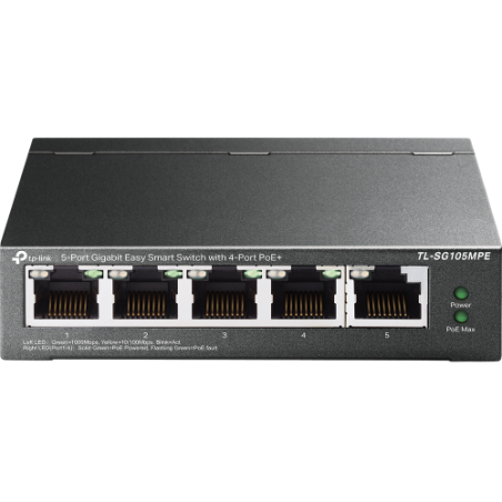 TP-Link TL-SG105MPE 5-Port Gigabit Easy Smart Šakotuvas su 4-Port PoE+