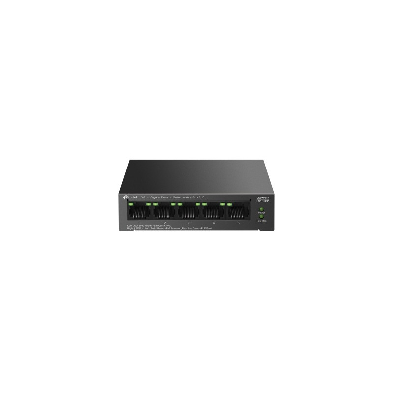 TP-Link LiteWave LS105GP 5-Port Gigabit Desktop Šakotuvas su 4-Port PoE+