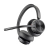Poly Voyager 4320 UC Stereo Belaidės ausinės, Bluetooth, USB-A, +BT700 dongle,+Charging Stand, Juoda