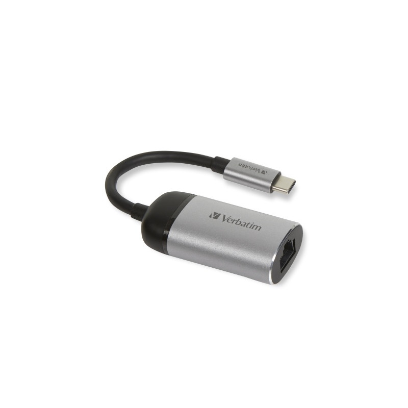Verbatim 49146 USB-C to Gigabit Ethernet Adapteris, USB 3.1 GEN 1, Gigabit Ethernet, Pilka/Juoda