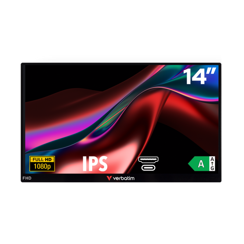 Verbatim 49590 Nešiojamas monitorius LIGHT 14'' IPS FHD 1920x1080 6ms 250cd/m2 60Hz, Juoda