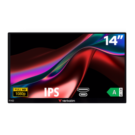 Verbatim 49590 Nešiojamas monitorius LIGHT 14'' IPS FHD 1920x1080 6ms 250cd/m2 60Hz, Juoda