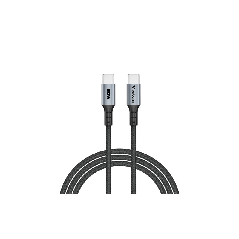 Verbatim 31845 Sync & Charge Kabelis USB-C į USB-C 60W 480Mbps 120cm, Pilka/Juoda