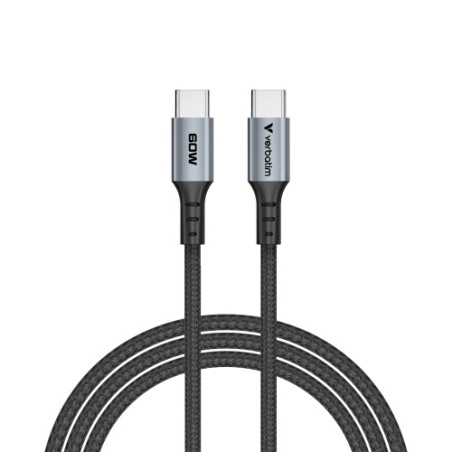 Verbatim 31845 Sync & Charge Kabelis USB-C į USB-C 60W 480Mbps 120cm, Pilka/Juoda