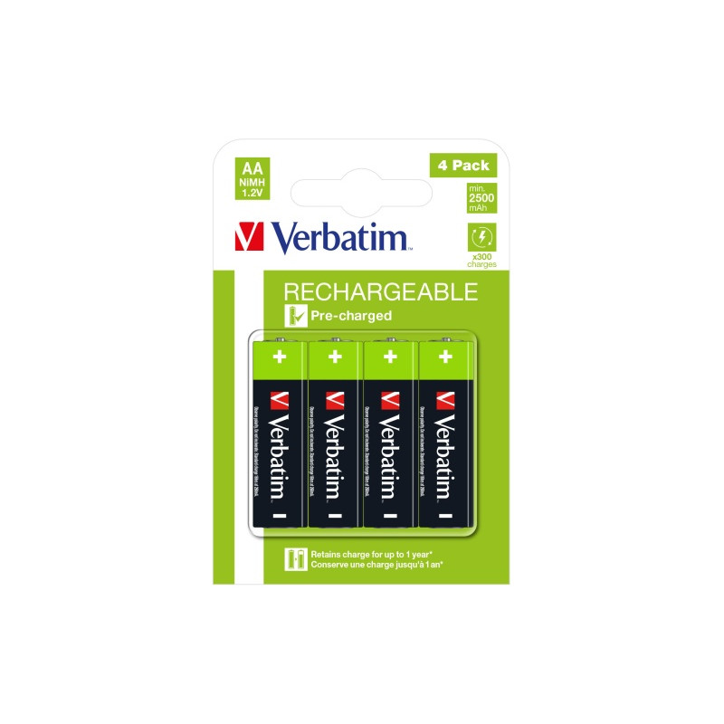 Verbatim 49517 Įkraunamos baterijos NiMH AA HR6 2500mAh (4 vnt pakuotėje)