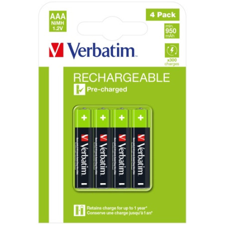 Verbatim 49514 Įkraunamos baterijos NiMH AAA HR03 950mAh (4 vnt pakuotėje)