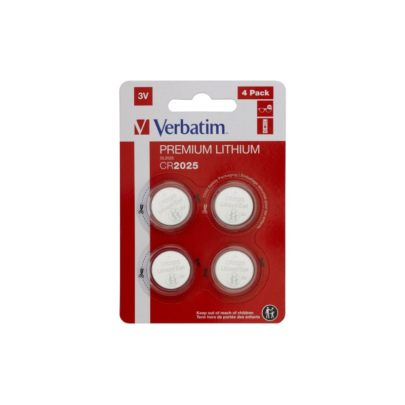 Verbatim 49532 Lithium baterijos CR2025 3V (4 vnt pakuotėje)
