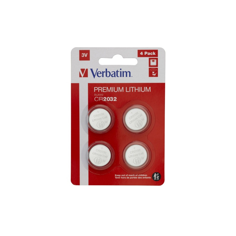Verbatim 49533 Lithium baterijos CR2032 3V (4 vnt pakuotėje)