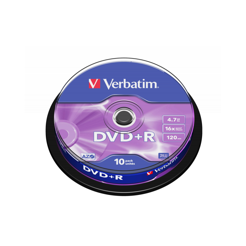 Verbatim 43498 DVD+R AZO 4.7GB 16X Matt Silver Surface diskai (10 vnt pakuotėje)