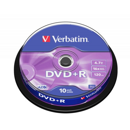 Verbatim 43498 DVD+R AZO 4.7GB 16X Matt Silver Surface diskai (10 vnt pakuotėje)