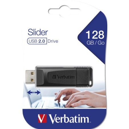 Verbatim 49328 Slider USB atmintinė 128GB, USB-A 2.0, Juoda