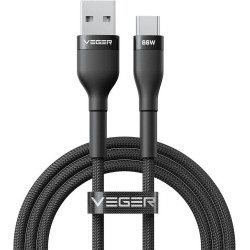 Veger Kabelis USB-A to USB-C PD 11V 6A 66W AC04 1.2m, Juoda