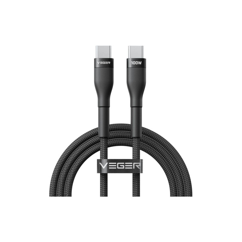 Veger Kabelis USB-C to USB-C PD 20V 5A 100W CC05 1.5m, Juoda