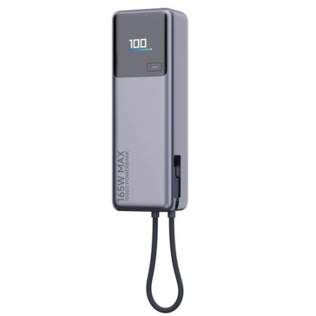 Xiaomi 165W Išorinė baterija (Power Bank) 10000mAh, integruotas kabelis, Pilka