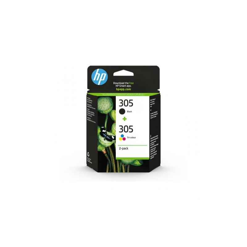 HP 305 2-Pack Tri-color/Black (6ZD17AE) Rašalinių kasečių komplektas, CMY/BK