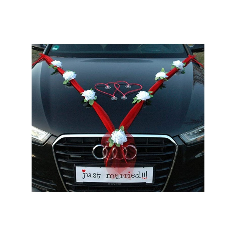 Ecost prekė po grąžinimo, Organza M + Hearts ® papuošalai automobiliams (grynai balta / raudona / ra