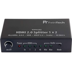 Ecost prekė po grąžinimo FINETECH VSP01202 HDMI 2.0 Splitter 1x2 with 4K HDR Down Scaler Audio-EDID