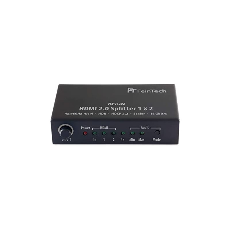 Ecost prekė po grąžinimo FINETECH VSP01202 HDMI 2.0 Splitter 1x2 with 4K HDR Down Scaler Audio-EDID