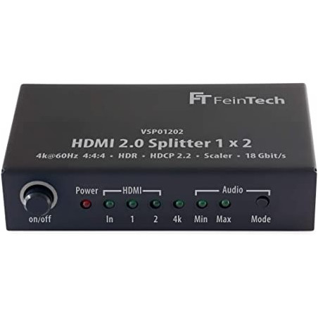 Ecost prekė po grąžinimo FINETECH VSP01202 HDMI 2.0 Splitter 1x2 with 4K HDR Down Scaler Audio-EDID