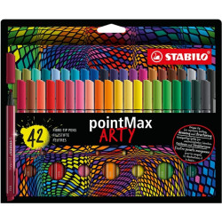 Ecost prekė po grąžinimo Nylon Tip Writing Pen - STABILO pointMax ARTY - Wallet of 42 - Assorted Col