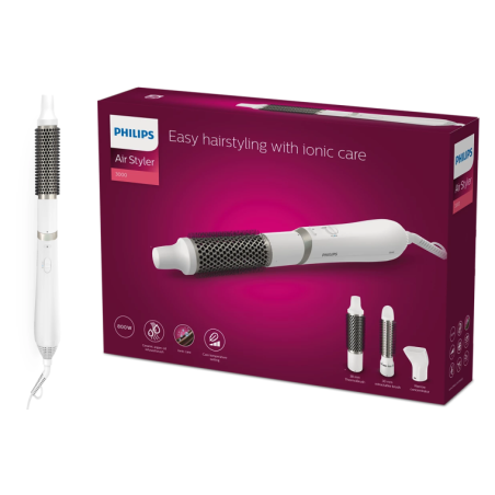 Philips 3000 Series Air Styler BHA303/00 Plaukų formavimo šukos, Balta