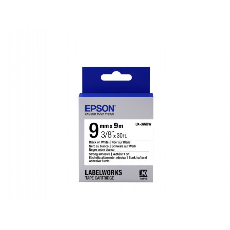 Epson LK-3WBW (C53S653007) Ženklinimo juostelė, Strong Adhesive, Black on White, 9mm 9m