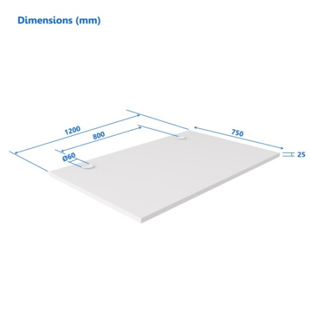 Up Up Stalviršis M Baltas, 1200x750x25mm (LMDP)