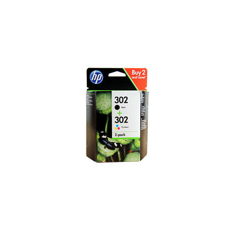 HP 302 2-pack Black/Tri-color (X4D37AE) Rašalinių kasečių komplektas, BK/CMY