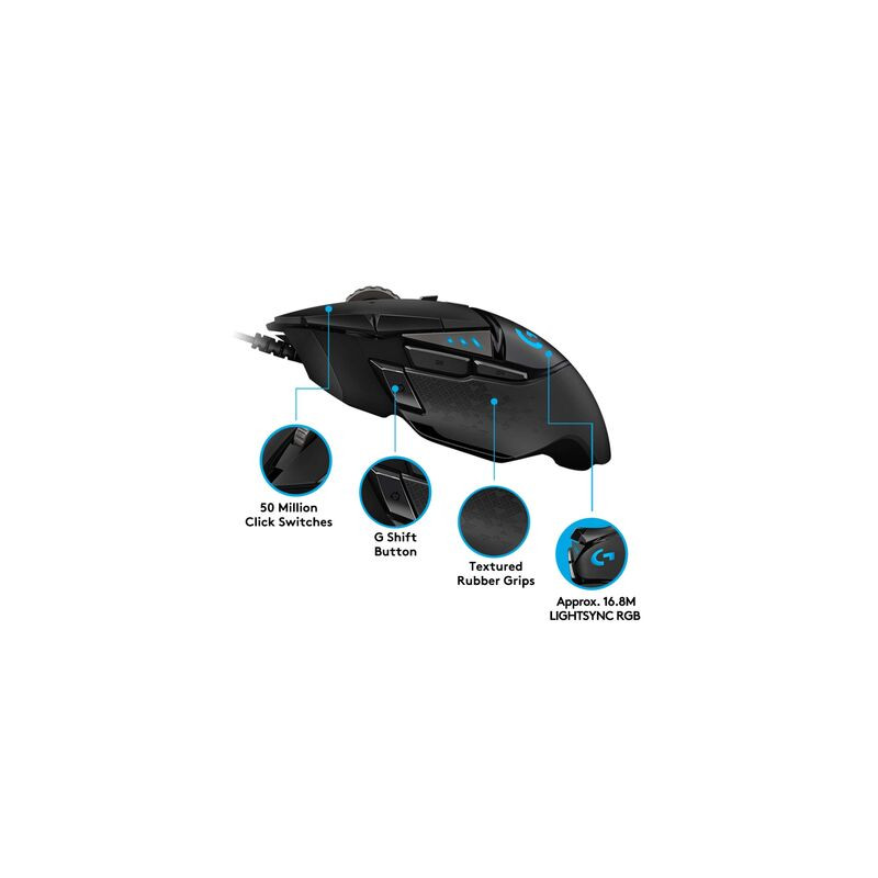 Pelė Logitech G502 žaidimų laidinė USB BK